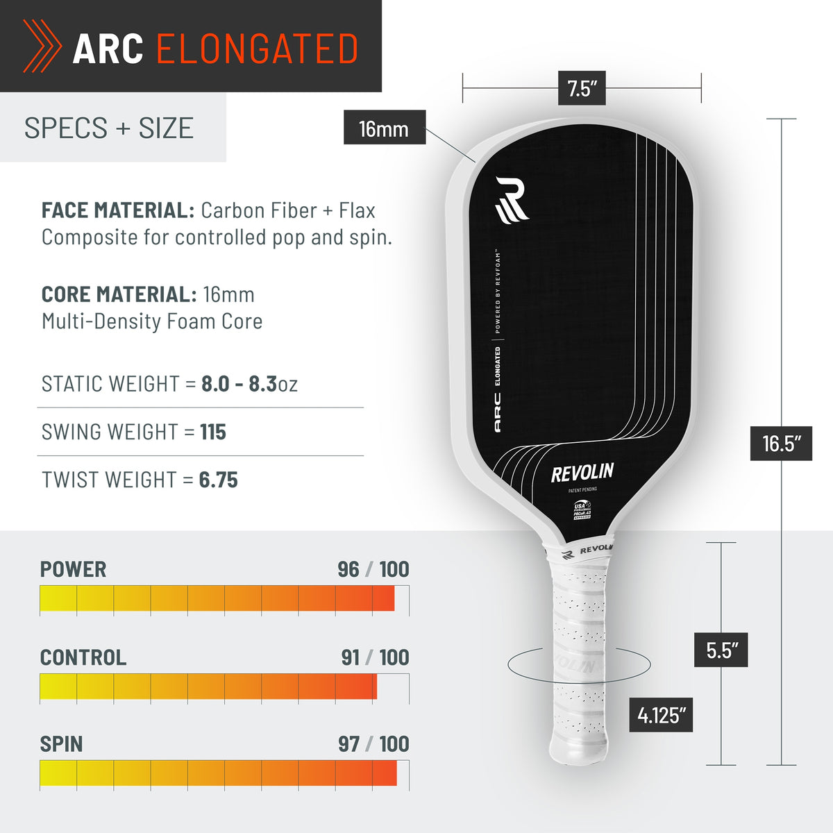 Arc Elongated Pickleball Paddle - PRE-ORDER