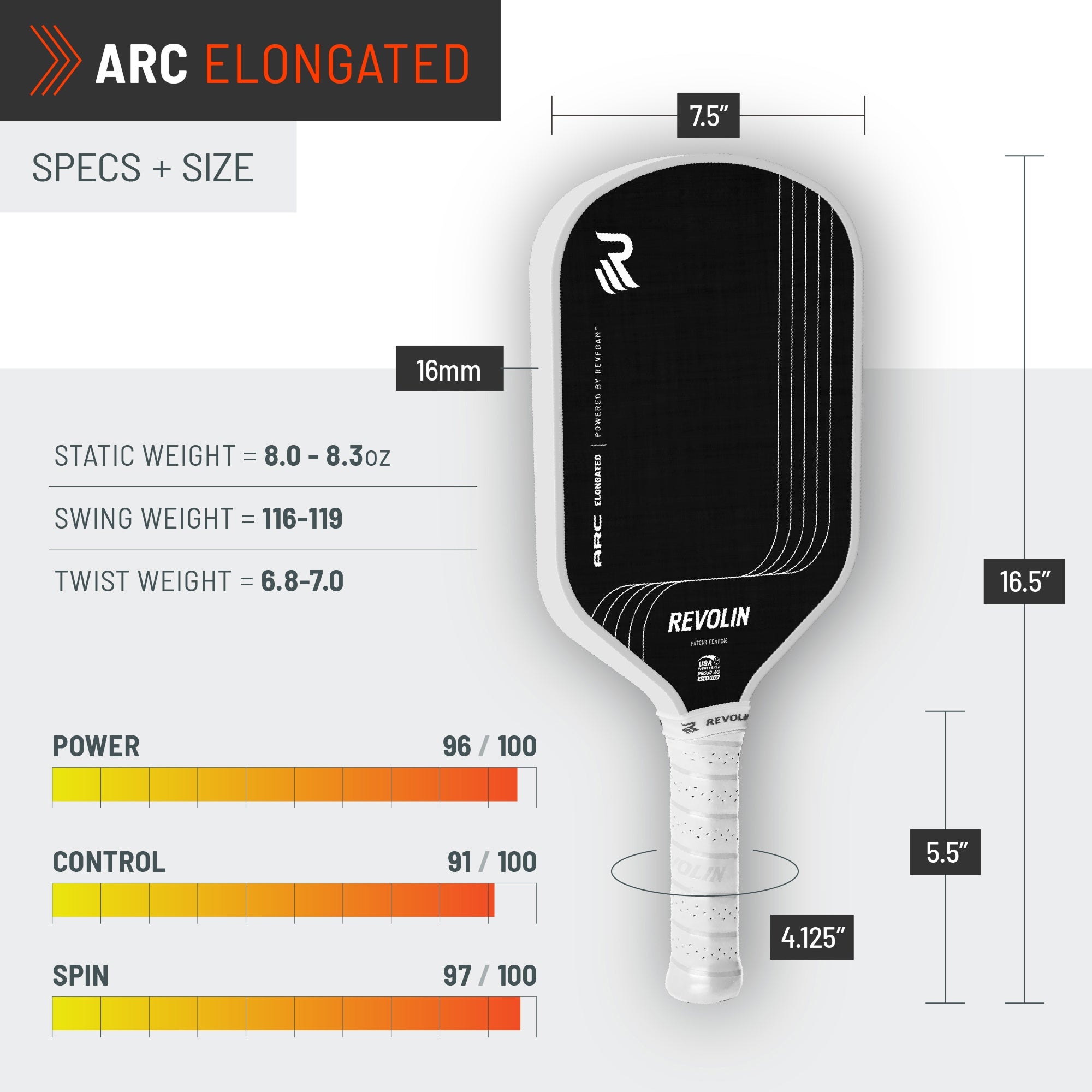 Arc Elongated Pickleball Paddle