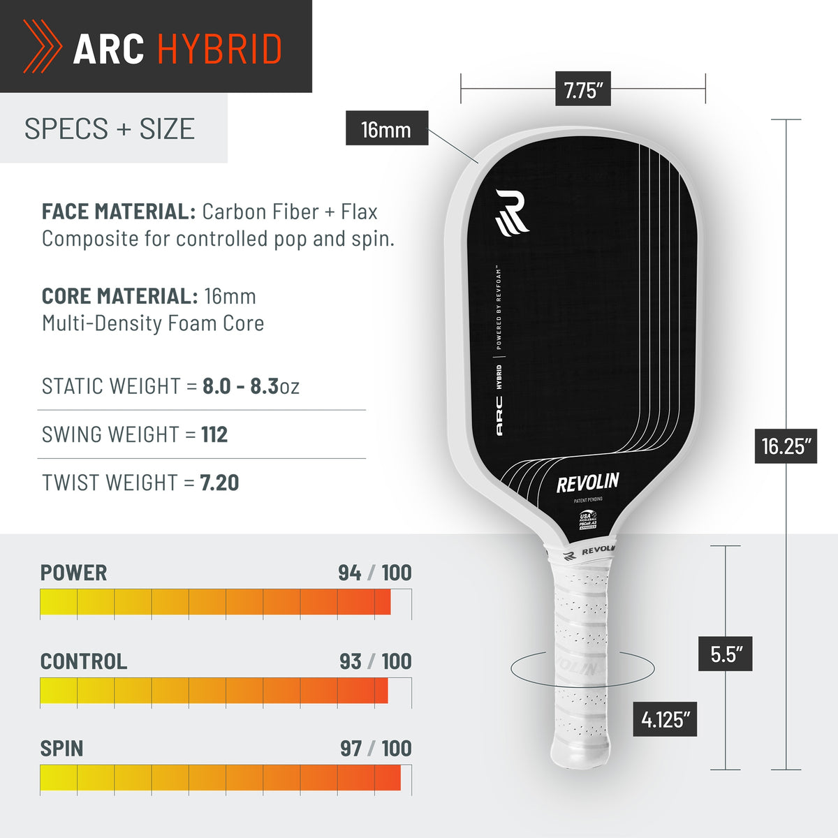 Arc Hybrid Pickleball Paddle - PRE-ORDER