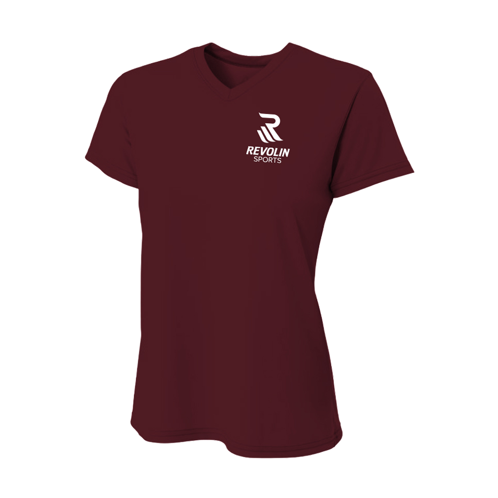 Women's Short Sleeve Performance Tee (Maroon & Graphite)